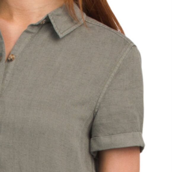 LUCKY BRAND Linen Blend Mini Shirt Dress With Pockets - Picture 3 of 3